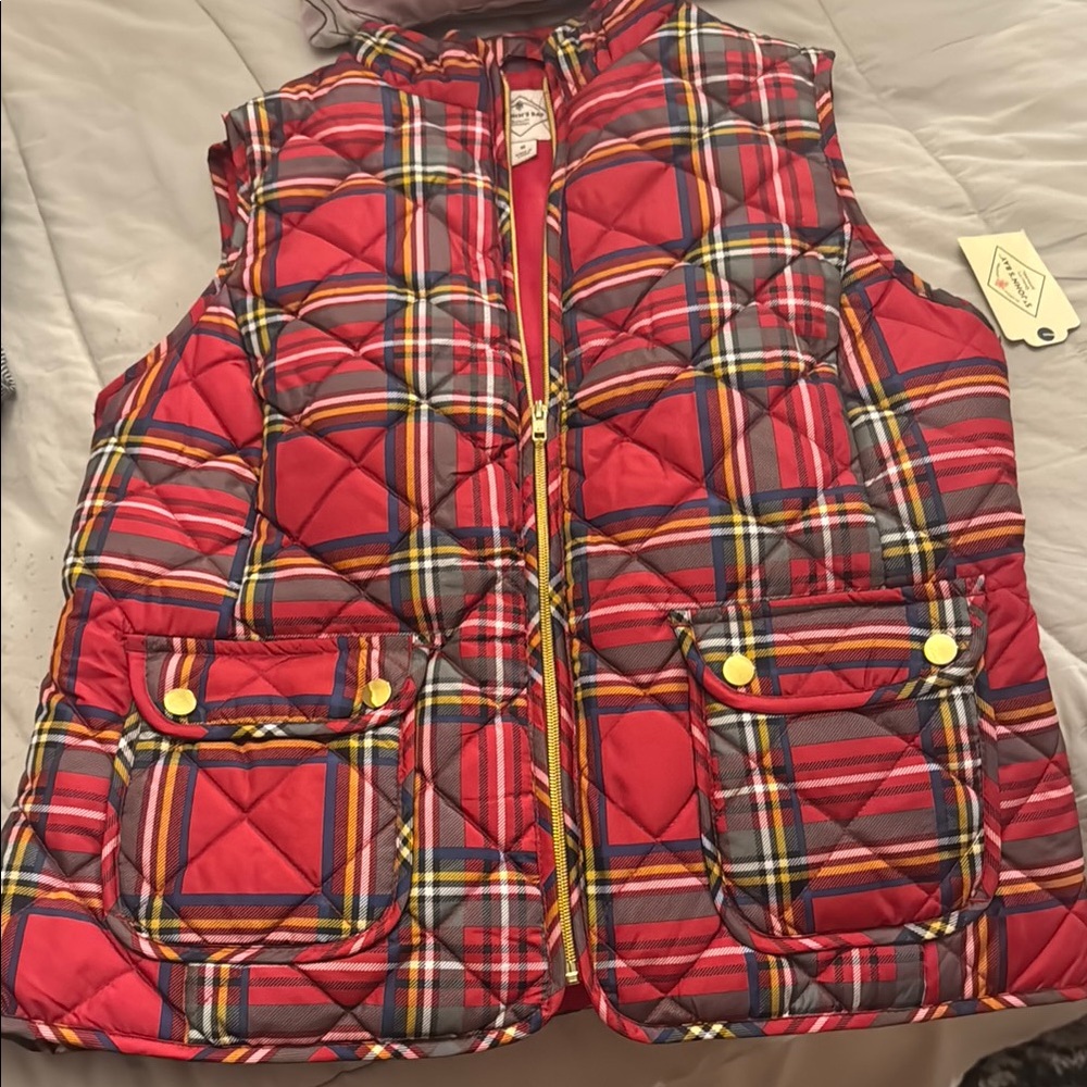 Red Plaid Quilted Vest